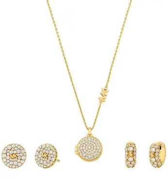 Michael Kors Set Di Gioielli Di Lusso Placcati In Oro Mkc1699Set (Collana, 2 Orecchini)