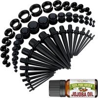 BodyJ4You 54PC Ear Stretching Kit 14G-12mm - Aftercare Jojoba Oil - Acrylic Plugs Gauge Tapers Silicone Tunnels - Lightweight...