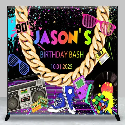 Custom 90s Vintage Graffiti Birthday Bash Backdrop - Aperturee