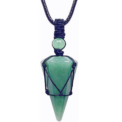 Natural Green Aventurine Cone Pendant Necklaces