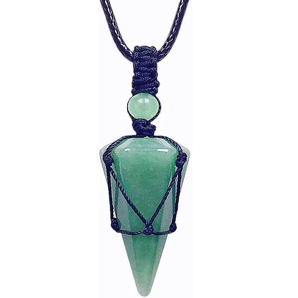 Natural Green Aventurine Cone Pendant Necklaces