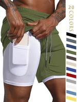 Men's Colorblock Pocket Drawstring Waist 2 in 1 Shorts, Back To School Summer Outfits, Regular Fit Casual Comfortable Breatha...