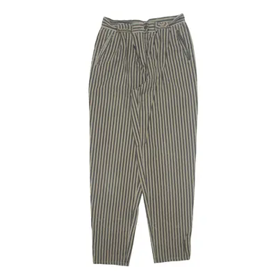 Striped Trousers Grey Relaxed Tapered Womens W28 L32