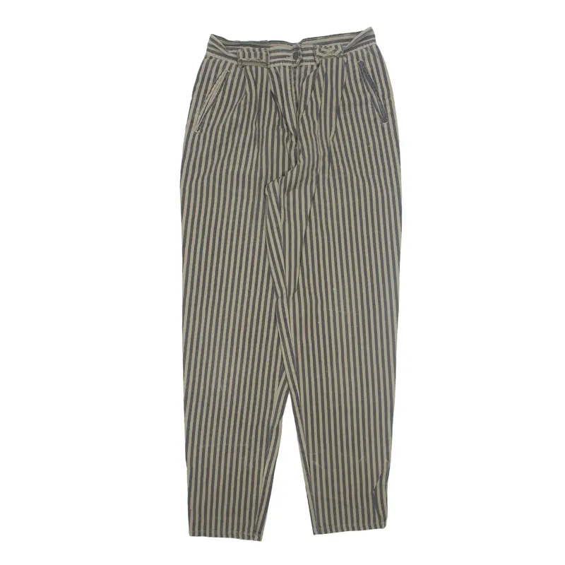 Striped Trousers Grey Relaxed Tapered Womens W28 L32