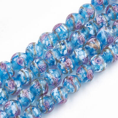 Handmade Gold Sand Lampwork Beads