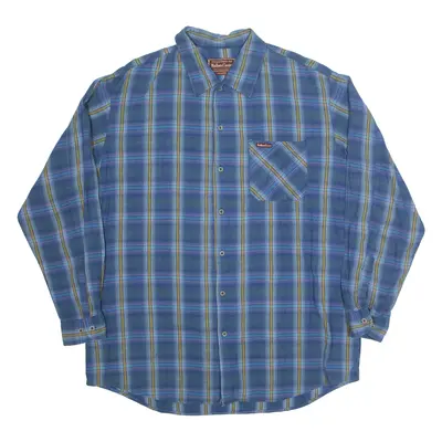 MARLBORO Mens Shirt Blue Check Long Sleeve 2XL