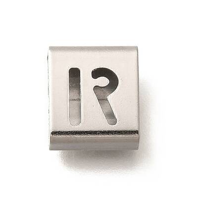 Letter Style 304 Stainless Steel Square Slide Charms