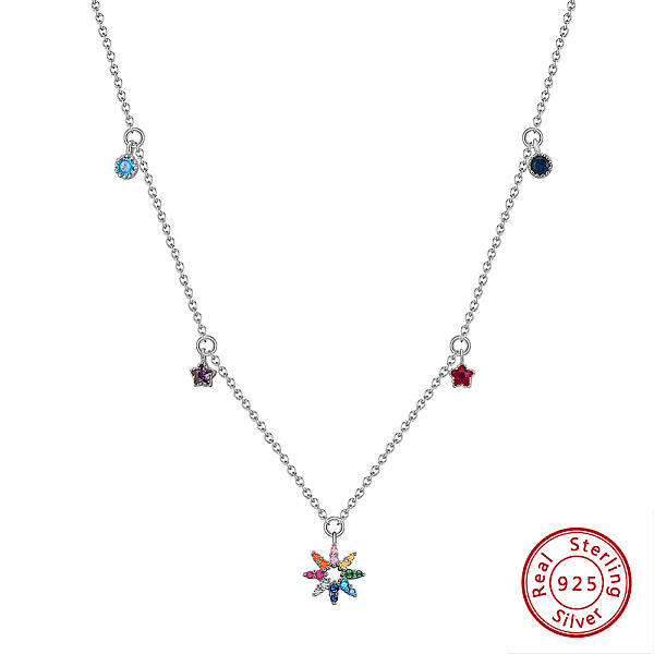 925 Sterling Silver Micro Pave Cubic Zirconia Pendant Necklaces
