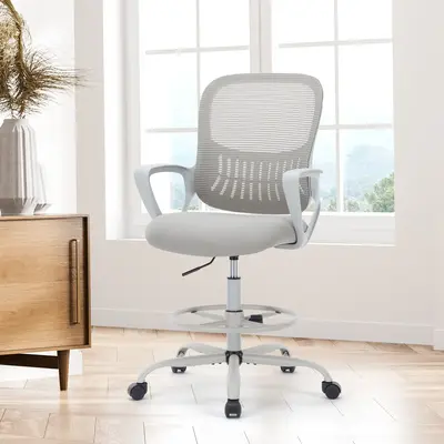 ăDealăDrafting Chair,Tall Standing Des Chair, Ergonomic Counter Height High Office Chairs with Flip-up Armrests and Adjus...