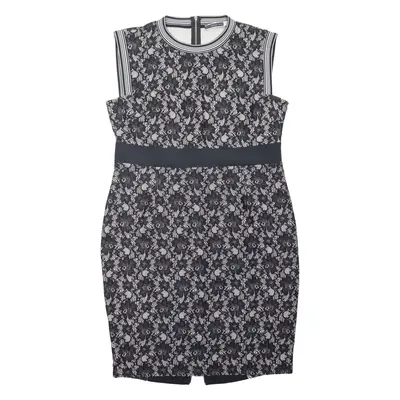 SPORTMAX CODE Pencil Dress Black Floral Wool Lace Sleeveless Knee Length Womens UK 14