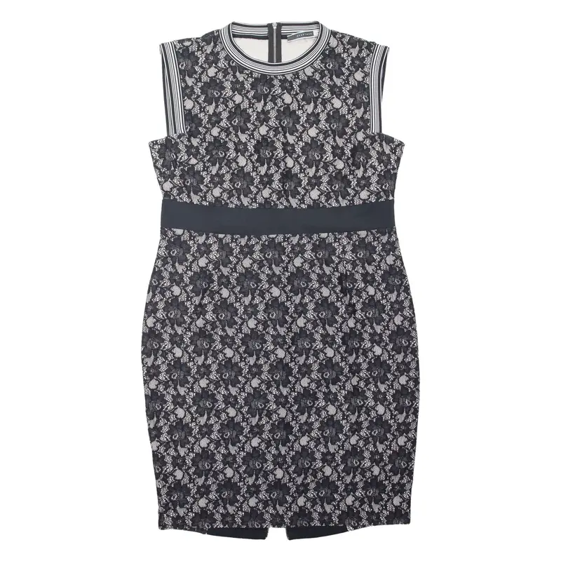 SPORTMAX CODE Pencil Dress Black Floral Wool Lace Sleeveless Knee Length Womens UK 14