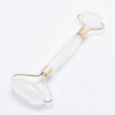 Natural Quartz Crystal Brass Face Massager