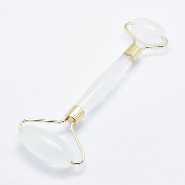 Natural Quartz Crystal Brass Face Massager