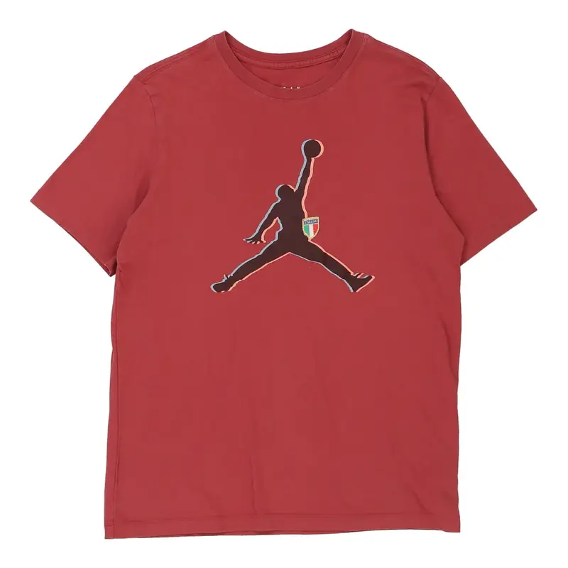 Italia Jordan Graphic T-Shirt - Medium Red Cotton