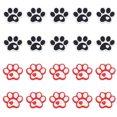 20Pcs 2 Colors Dog Paw Print Food Grade Eco-Friendly Silicone Beads