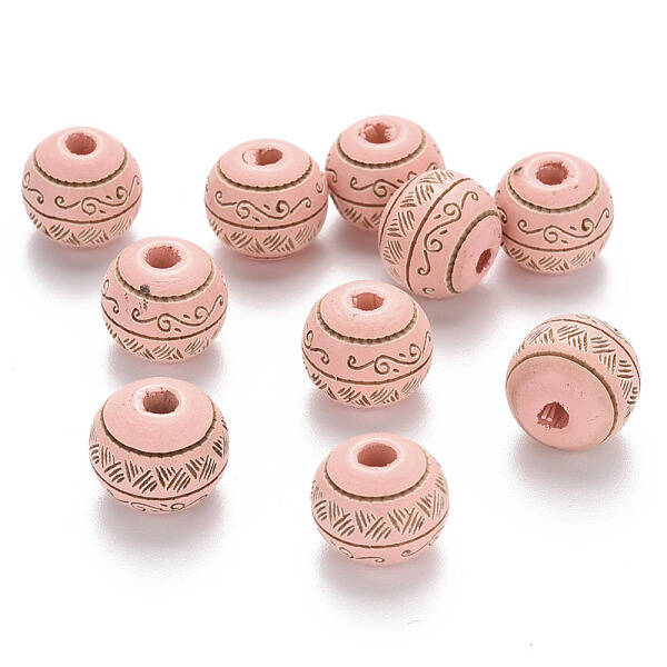 Painted Natural Wood Beads