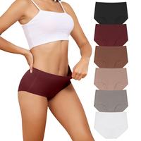 LEVAO 6/12 Pack Women Medium Low Waist Underwear Invisible Seamless Polyester Soft Breathable Elastic Coverage Brief No Show ...