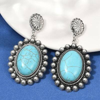 Alloy Synthetic Turquoise Dangle Stud Earrings