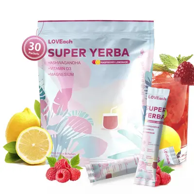 Super Yerba |Pure and natural Yerba Mate Instant Tea Powder | RASPBERRY LEMONADE Flavor | Clean Natural Energy|Dietary Suppl...