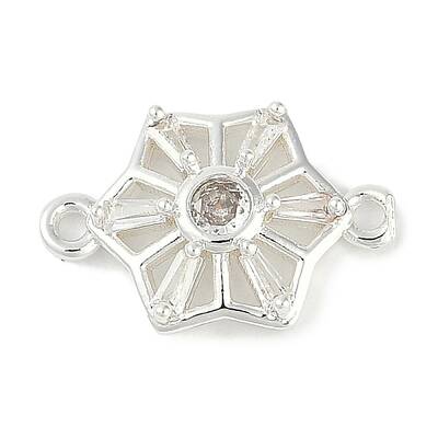 Brass Clear Cubic Zirconia Connector Charms