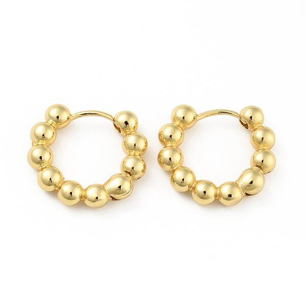 Brass Ball Beaded Hoop Earrings for Women