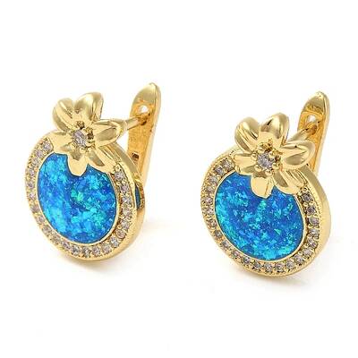Rack Plating Brass Synthetic Opal Hoop Earrings for Women