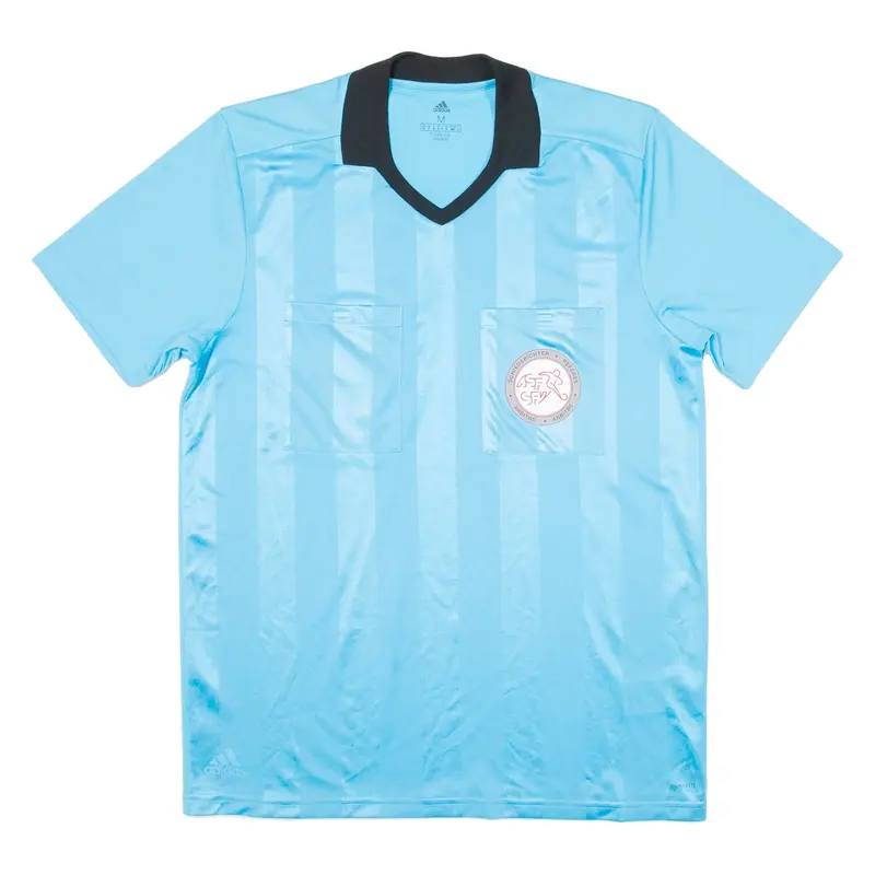 ADIDAS Referee Mens Football Shirt Jersey Blue V-Neck M