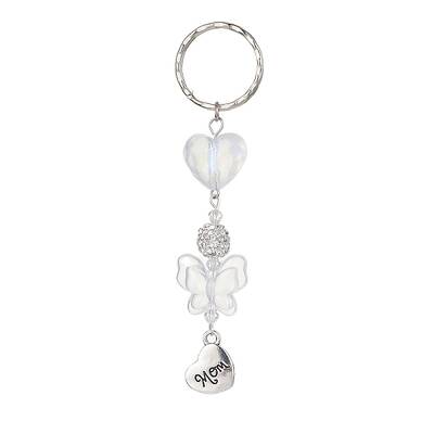 Mother's Day Alloy Heart with Word Mom Pendant Keychain