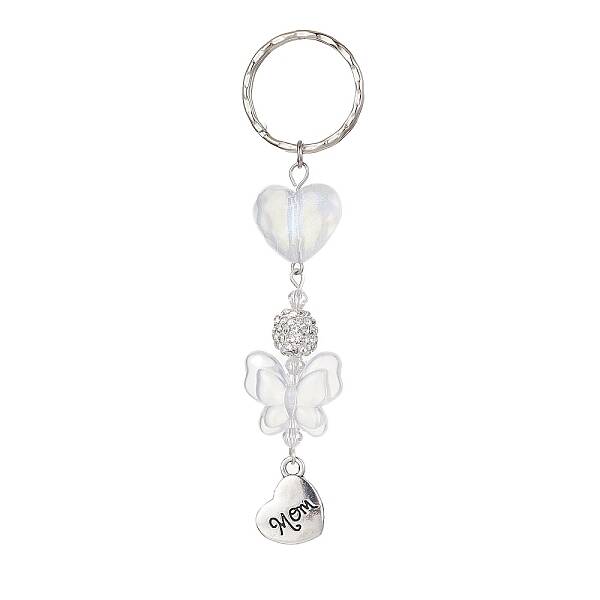 Mother's Day Alloy Heart with Word Mom Pendant Keychain