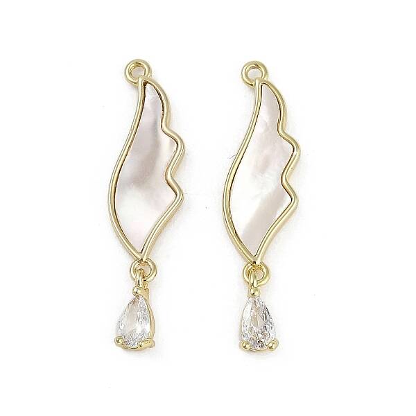 Brass Pave Natural Shell Pendants
