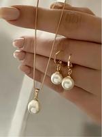 Faux Pearl Decorated Necklace & Earrings, Fashion Jewelry for Party, Daily Clothing Decor, Trendy All-match & Exquisite Jewel...
