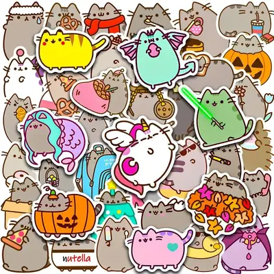 50pcs Cute Cartoon Cat Series Sticker, Waterproof Self-adhesive Decorative Stickers, Creative Home Decoration Stickers For DI...