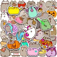 50pcs Cute Cartoon Cat Series Sticker, Waterproof Self-adhesive Decorative Stickers, Creative Home Decoration Stickers For DI...