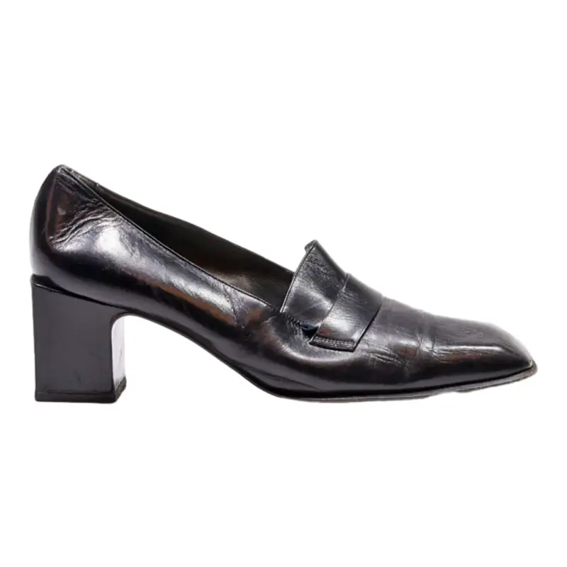 BALLY Pump Heels Black Leather Womens UK 7.5
