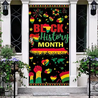 Green Red Yellow Black History Month Door Cover - Aperturee