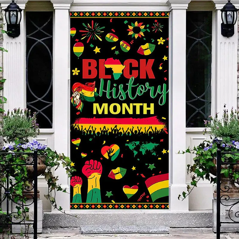 Green Red Yellow Black History Month Door Cover - Aperturee