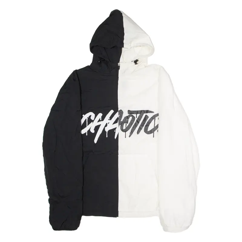 BLACK SQUAD Chaotic Mens Pullover Jacket Black Hooded Colourblock L