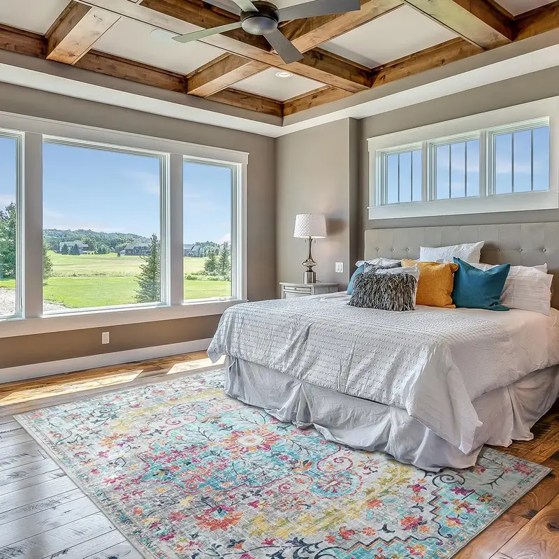 SKOVNISSE Area Rug - Ultra Soft Aqua Multi Area Rug for Bedroom, Living Room & Office | Non-Slip Machine Washable Rugs, Ideal...