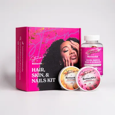 Stormi x BetterAlt Beauty Kit for Hair, Skin & Nails | AM PM Undereye Patches + Plant Biotin & Vegan Collagen Gummies | 15-Da...