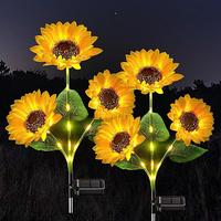 2pcs Solar LED Sunflower Garden Lights, Realistic Night Glow for Yard, Lawn, Patio and Porch Decoration, Waterproof IP65, Ene...