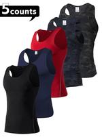 Men's Solid Color / Camo Print Sports Singlet, Quick Drying Breathable Compression Tank Top, Casual Comfy Sleeveless Top for ...