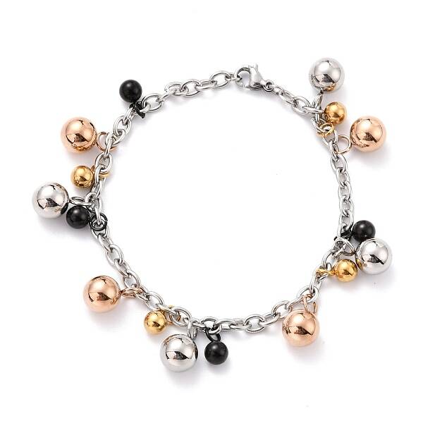 304 Stainless Steel Round Charm Bracelets