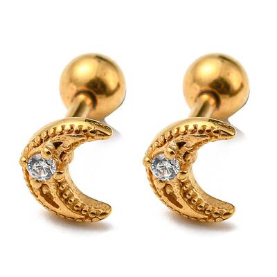 Ion Plating(IP) 304 Stainless Steel with Rhinestone Stud Earrings