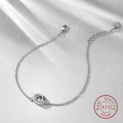 Interlocking Rings 925 Sterling Silver Link Bracelets