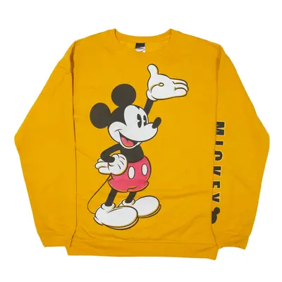DISNEY Mickey Mouse Sweatshirt Yellow Mens S