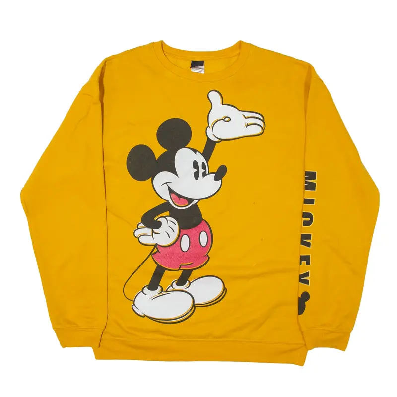 DISNEY Mickey Mouse Sweatshirt Yellow Mens S