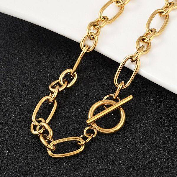 Ion Plating(IP) 304 Stainless Steel Figaro Chain Necklaces