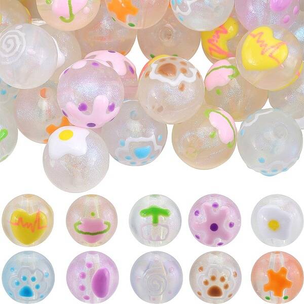 40Pcs 10 Colors Transparent Acrylic Beads