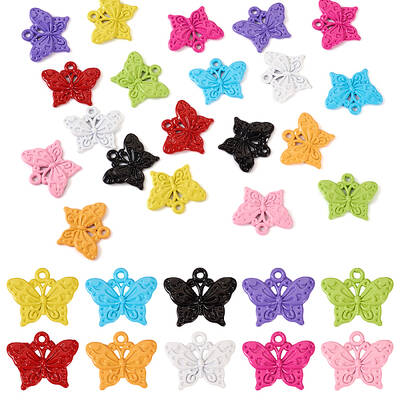 20Pcs 10 Colors Baking Painted Alloy Pendants