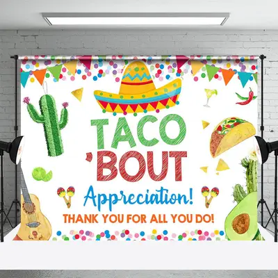 Taco Bout Hat Guitar Dot Cactus Thank You Backdrop - Aperturee